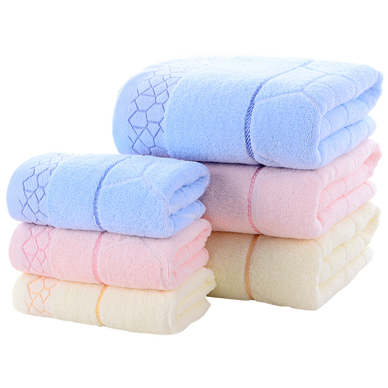 Super Absorbent Pure Cotton Bath Towel Plain Colour Water Cube_voghion.com