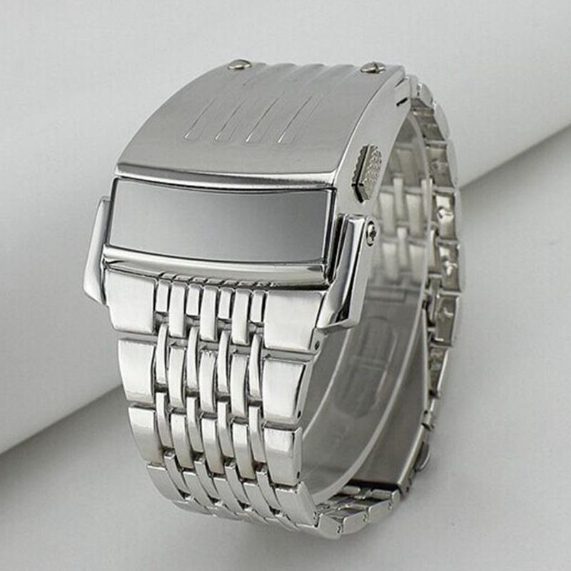 Tendencia de la moda correa de acero reloj LED nueva personalidad correa de acero reloj electrónico estudiante reloj juvenil SDS01