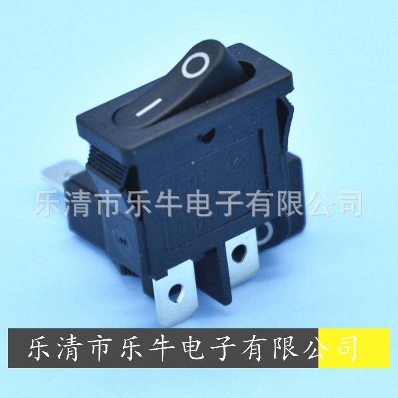 薄型船型开关 9.5*21mm 2脚2档翘板开关 KCD1-110 全黑电源开关