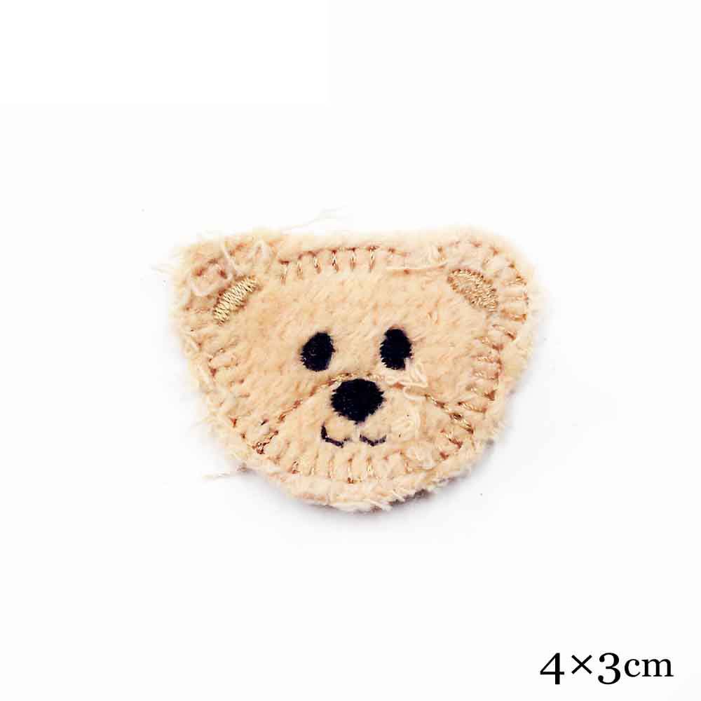 绒毛布褐色小熊头 刺绣胸章 绣花布贴 手机壳绳带扣子装饰辅料厂