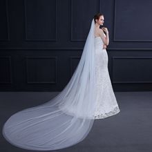 双层长款头纱森系婚纱礼服配件带发梳影楼批发蕾丝欧美小头纱短