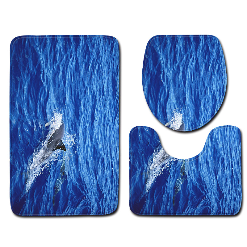 Delfín océano 3D estilo baño alfombra de piso traje antideslizante alfombra de piso transfronterizo Venta caliente suministro entrega patrón