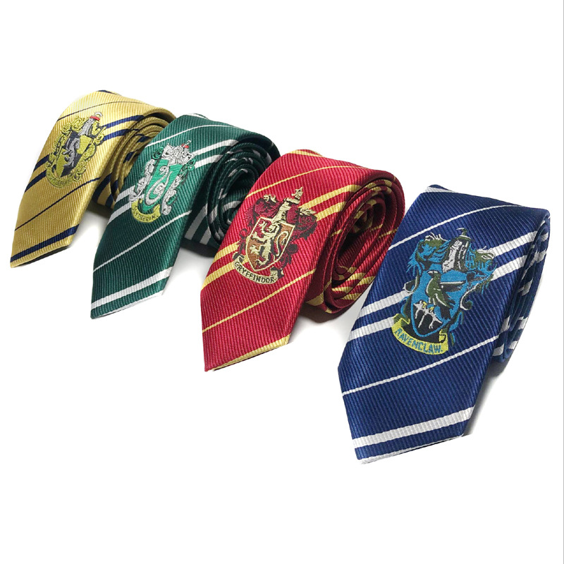 Tie Harry Potter Gryffindor Slytherin Ravenclaw Hufflepudge College Badge Spot Wholesale