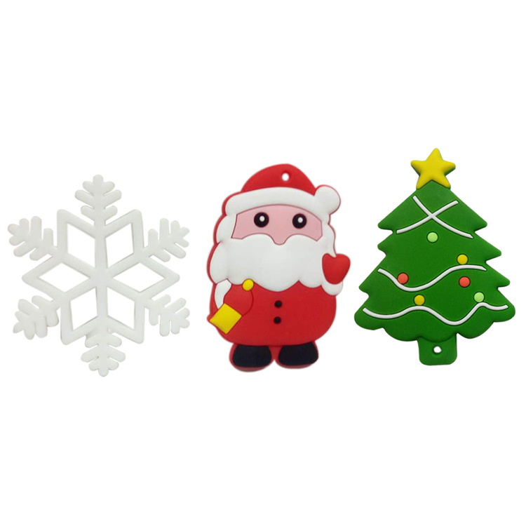 一件起批硅胶圣诞牙胶创意圣诞树防吃手咬胶雪花圣诞老人儿童牙胶