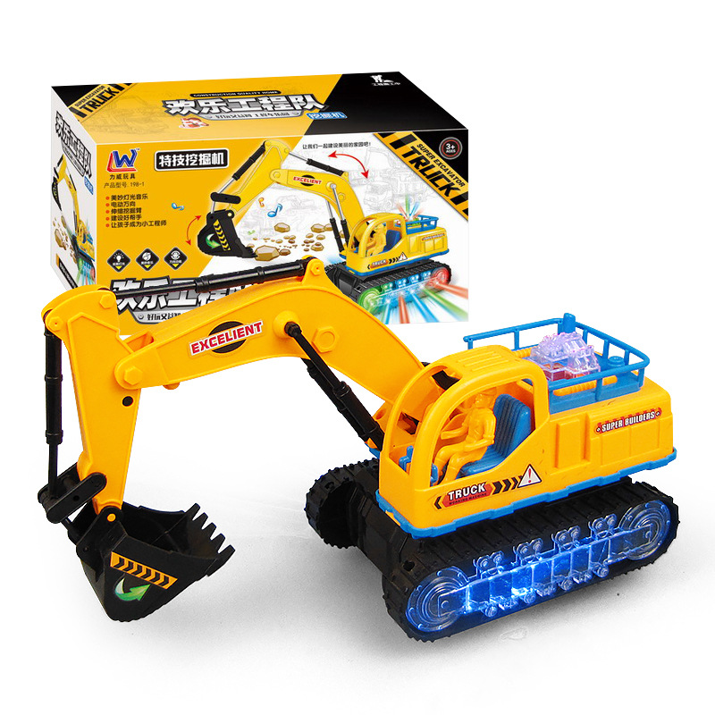 Eléctrico Universal Flash música excavadora ingeniería vehículo excavadora niños Venta caliente gancho máquina juguete coche puesto al por mayor