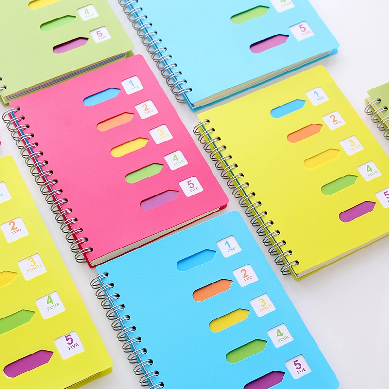 Spiral Sectioned Student Notebook, Korean Style, A5/B5 with Colored Tab Dividers