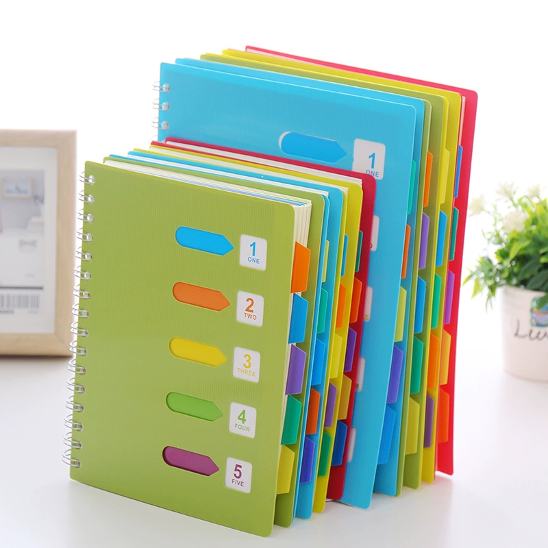 Spiral Sectioned Student Notebook, Korean Style, A5/B5 with Colored Tab Dividers