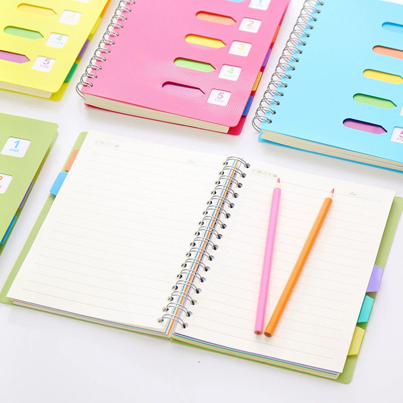 Spiral Sectioned Student Notebook, Korean Style, A5/B5 with Colored Tab Dividers