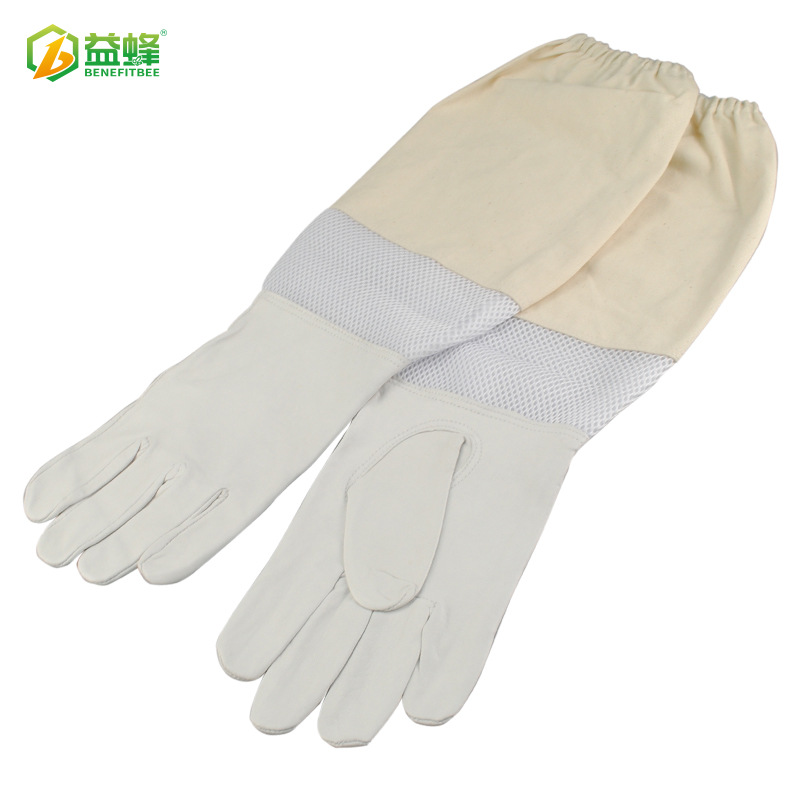 养蜂工具 透气防蜂手套白皮白网布防蜇防滑手套 厂家直销防护工具