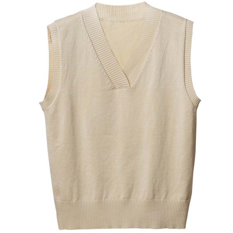 Chaleco de punto de las mujeres para Primavera, Otoño e Invierno Nuevo estilo coreano elegante con cuello en V de las mujeres más el suéter flojo del tamaño para el desgaste externo