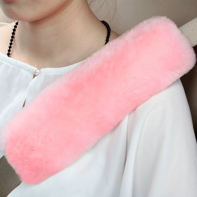 Cover Pure Wool Safety Belt: Seat belt shoulder pad - korean-pink-expanded-flat-dimensions-25cm-long-and-8cm-wide