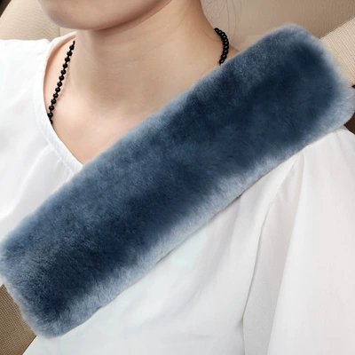 Seat belt shoulder pad | Thickeneded Seat Belt Cover Car - blue-gray-expanded-flat-dimensions-25cm-long-and-8cm-wide