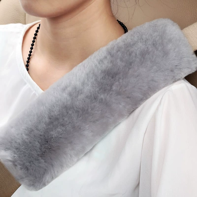 Car seat belt shoulder pad Seat belt shoulder pad - grey-net-skin-length-25cm-width-12cm