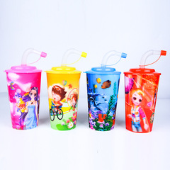 450mlメーカー卸売り児童吸水カップ蓋付きストロー付きかわいいアニメカップ学飲カップクリエイティブカップ