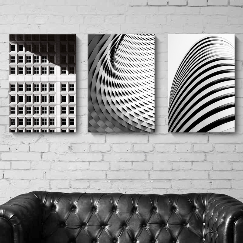 Modern Simple Black and White Nordic Decorative Painting Abstract Photography Geometric Architecture Industrial Style Hotel Homestay Apartment Hanging Painting