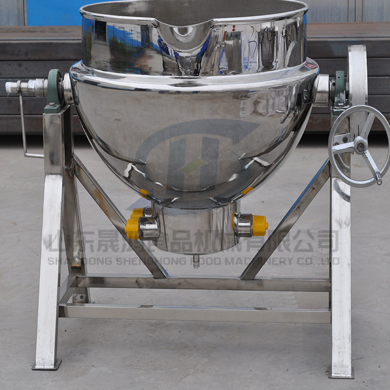 热销 304钢刮底阿胶熬胶夹层锅 倾出料八宝粥熬制锅 电加热夹层锅