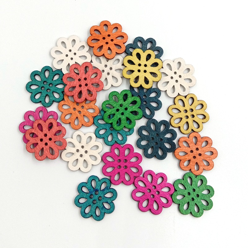 20mm color retro crisantemo hebilla kindergarten creativo hecho a mano DIY 100 unidades un paquete