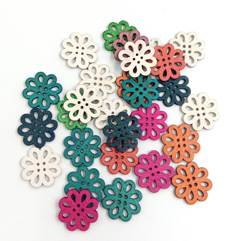 20mm color retro crisantemo hebilla kindergarten creativo hecho a mano DIY 100 unidades un paquete