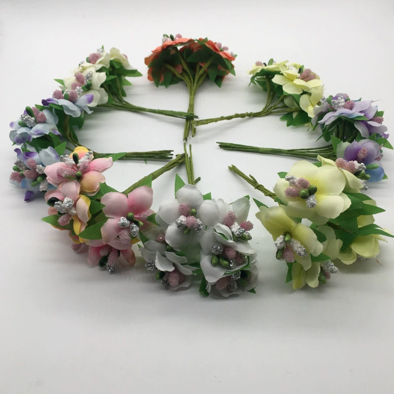 Искусственный цветок шелковая ткань с ядром Цветок персика цветок сливы Шелковый цветок DIY ротанг венок материал декоративный цветочный головной убор