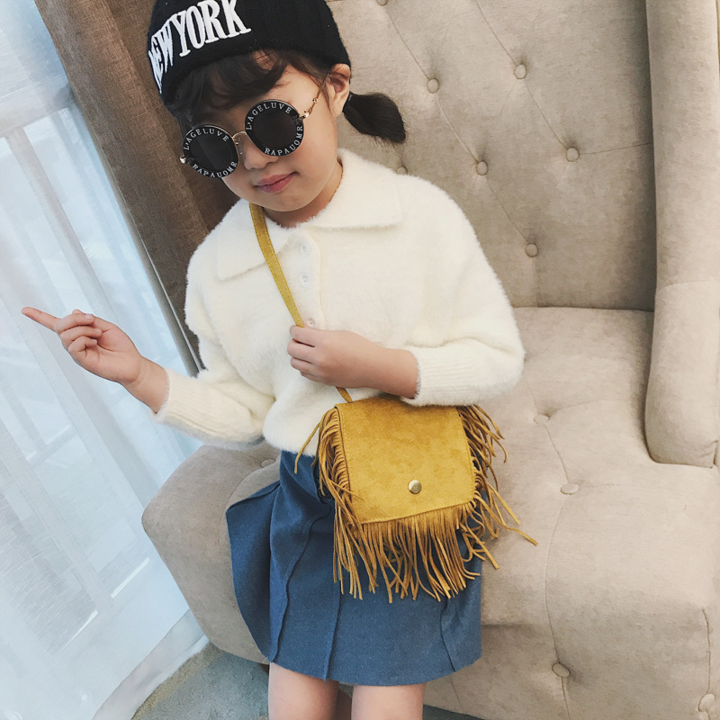 2022 nuevo bolso de los niños borla de moda bolso de hombro coreano mini bolso de mensajero de moda niños y niñas bebé monedero de la moneda