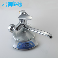 Sink, kitchen faucet, hot and cold, brass, wall-mounted spout, single handle double hole, sink basin, water pool, mixing valve