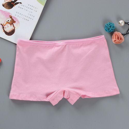 Girls' underwear boxer leg pants 15 solid color bottoming student Japanese four-corner breathable high school student pure cotton summer
