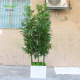 仿真竹子 办公室隔断竹子屏风竹景装饰PE手感竹叶仿真毛竹可批发