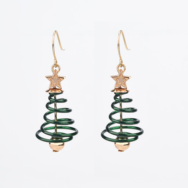 Europeo y americano popular creativo multi-capa de pendientes de primavera pequeño fresco de cinco puntas estrella pendientes de moda árbol de Navidad Pendientes de mujer