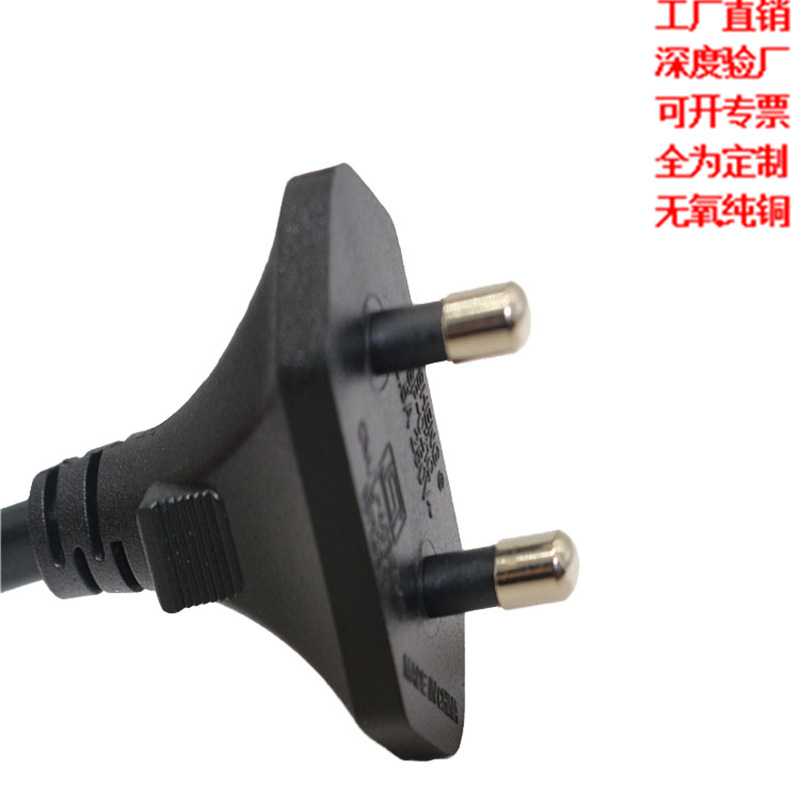 厂家直销PVC电源插头BIS3*0.5平方 2米长印度双圆插全铜丝ISI认证