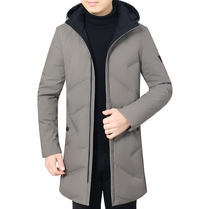 Off-season Playboy Down Jacket Men's Winter Youth Slim-fit Mid-length Thickened Hooded Men's Jacket