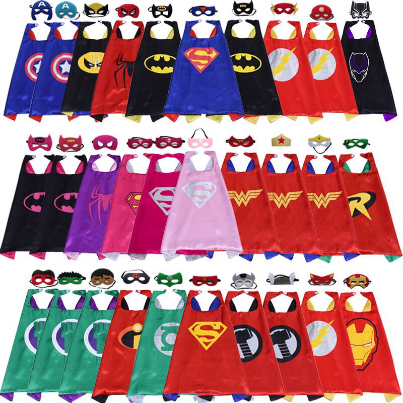 *Manufacturer's Ready Supply of Kidsren's Superhero Double-Layer Prop Costume Cos Performance Cloak Cloak Mask