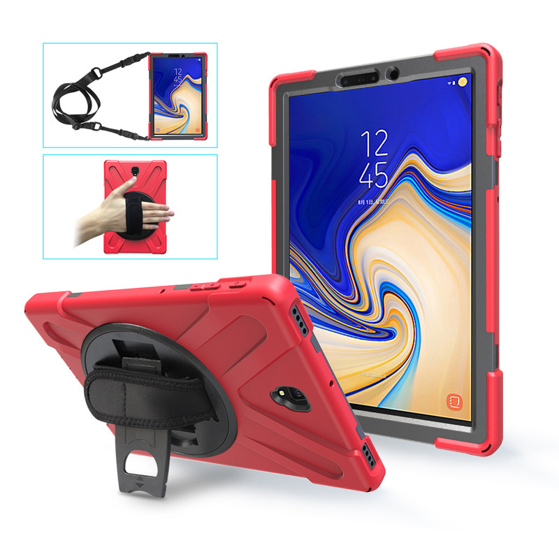 For Samsung Tab S4 T830 rotating bracket silicone PU anti-fall flat cover T835 strap strap back case
