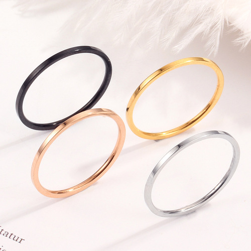 European and American cross-border couples ultra-fine glossy titanium steel women's ring simple food tail ring stainless steel jewelry