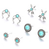 Retro turquoise set, earrings, accessory, Aliexpress, wish, suitable for import, European style, wholesale