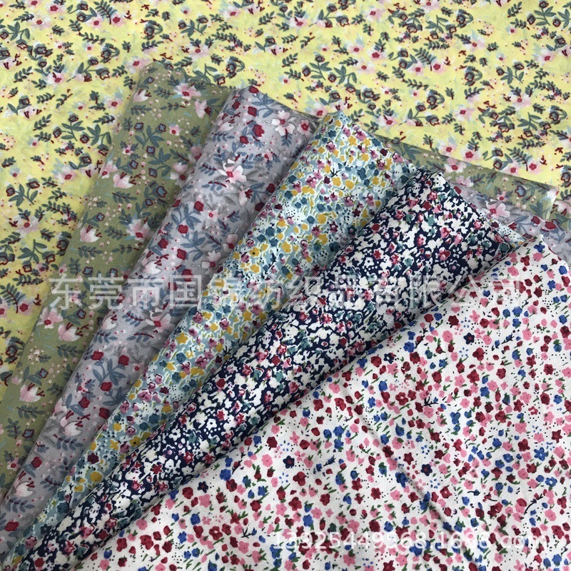 热销新款纯棉小清新印花布全棉133*72府绸印小碎花童装连衣裙面料