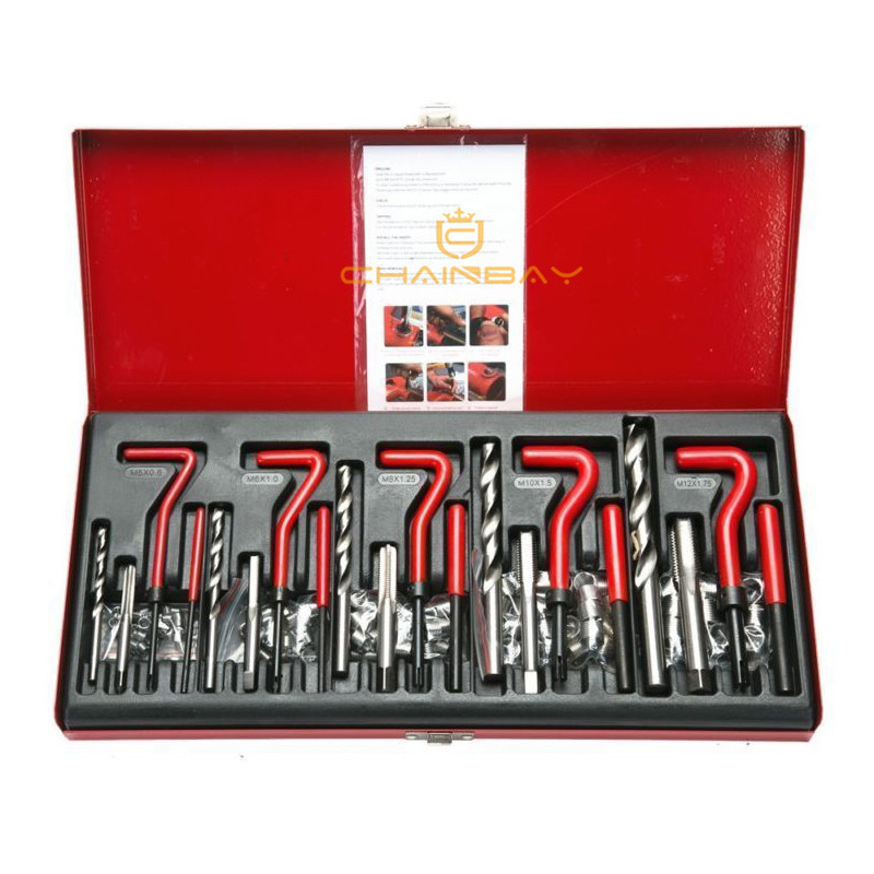 Herramienta de reparación de roscado de alta calidad de 131 piezas de roscado, bujía, roscado de roscado, reparación de automóviles, kit de protección de automóviles