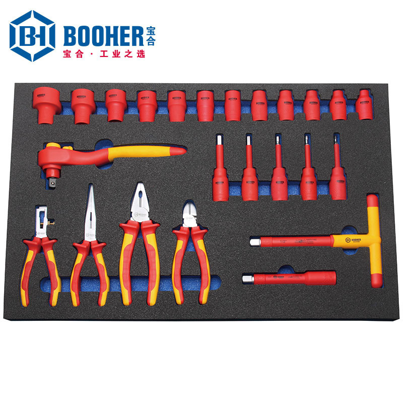 Booher宝合工具 22件12.5mm系列VDE绝缘套筒组套 BH0200655