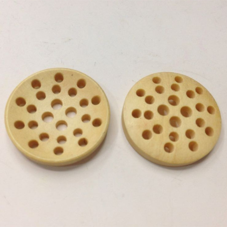 现货25mm24孔可绕线diy木质圆形纽扣 服装辅料装饰木扣扣子原木色