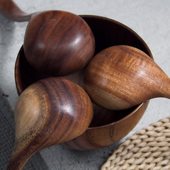 廠家批發木質小湯勺 柚木小彎勺 油勺面勺餐具批發 激光刻字