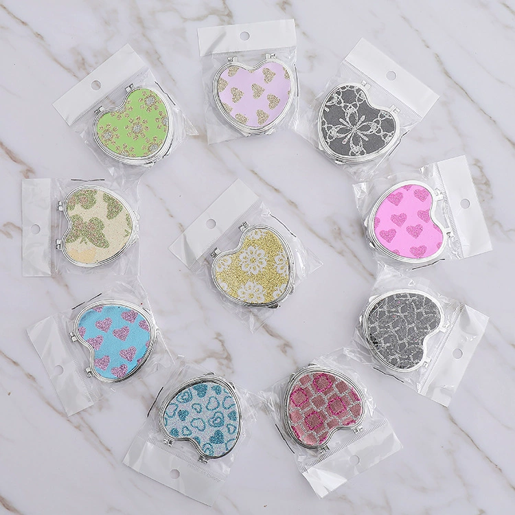 Double-sided folding mirror heart shaped, wholesale