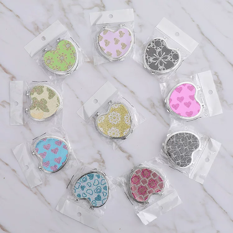 Double-sided folding mirror heart shaped, wholesale