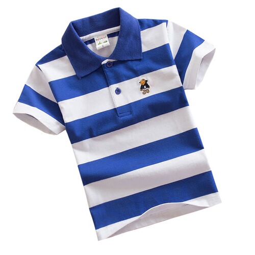 Bala bala summer short-sleeved T-shirt Polo shirt stretch cotton 1-12 years old shirt for big children with striped lapel