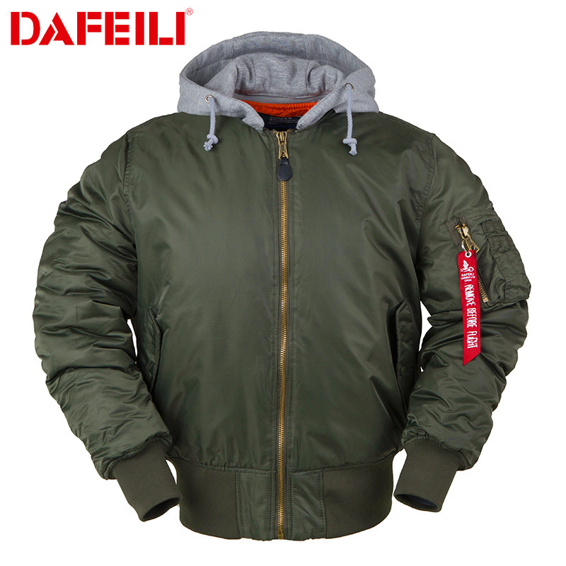 European and American High Street oversize Loose Hooded MA1 Air Force Aviator Jacket Autumn and Winter Coat Trendy for Men and Women