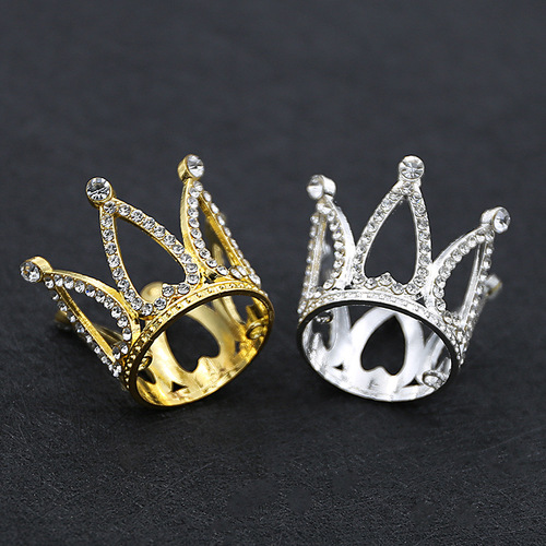 Cross-border children's round cake crown gift baking decoration accessories birthday alloy rhinestone headdress accessories ornaments