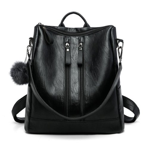 Soft leather backpack for women  new fashion solid color women's travel backpack trendy simple large capacity student school bag