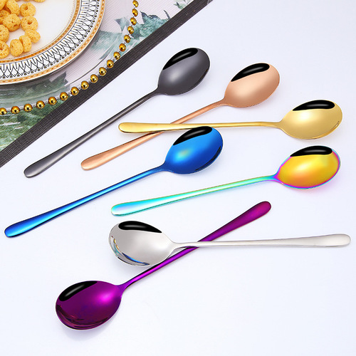 Factory direct sales of high-quality Korean 304 stainless steel forks, spoons, chopsticks, Nordic ins titanium-plated gift tableware, stainless steel spoons