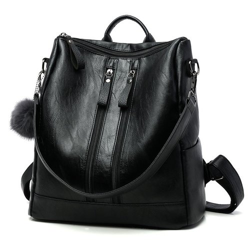 Soft leather backpack for women  new fashion solid color women's travel backpack trendy simple large capacity student school bag