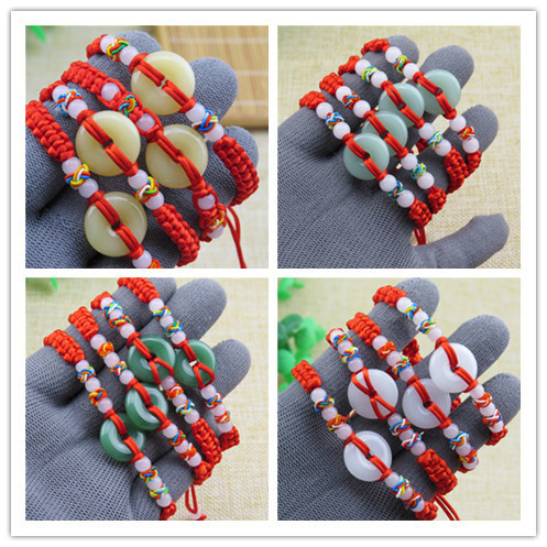 Hand-woven men's and women's natural jade red rope bracelet stall hot selling hand rope jewelry wholesale Hand-woven men's and women's natural jade red rope bracelet stall hot selling hand rope jewelry wholesale