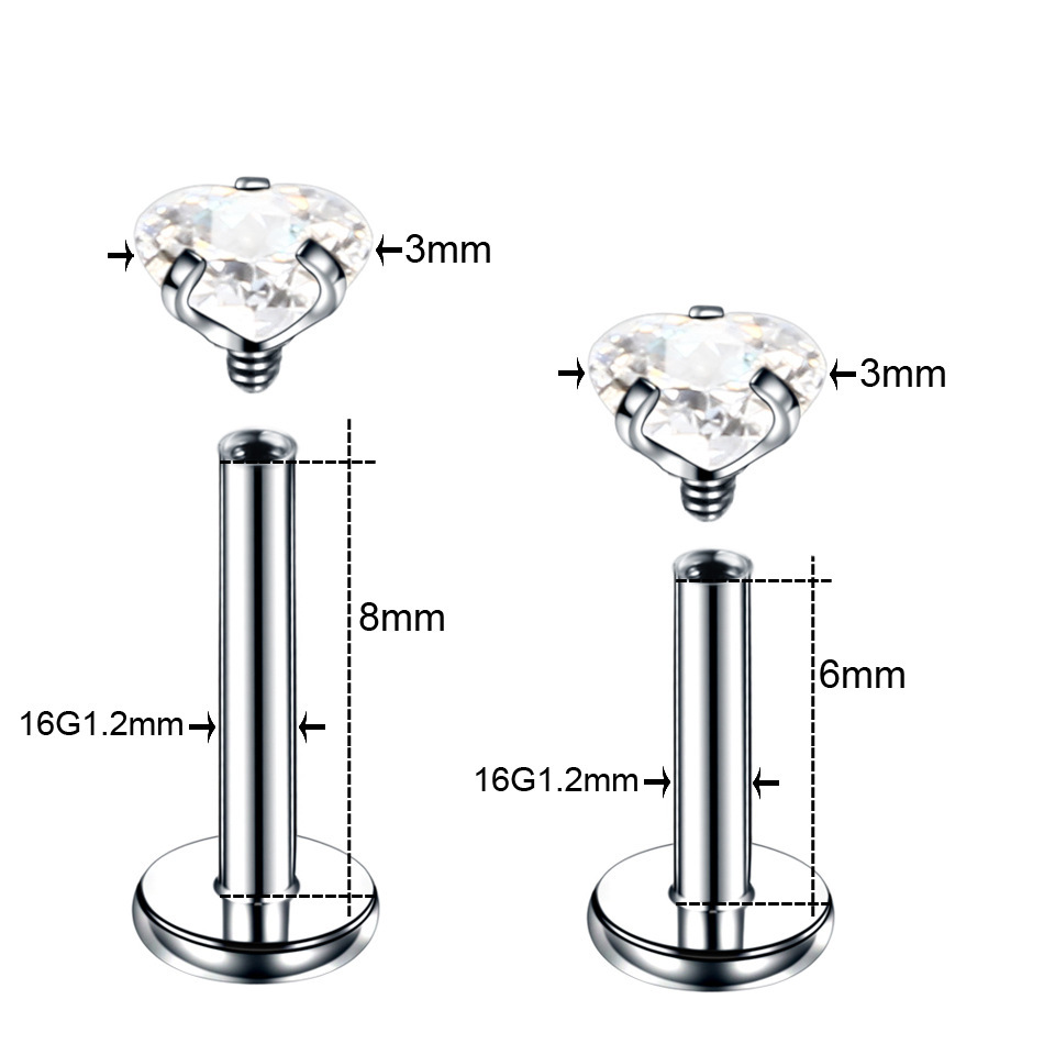 Hjerteformet nesepiercing med zirkonia i rustfritt stål_voghion.com