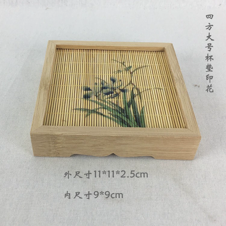 Bamboo coaster tea mat (bamboo), Japanese well‑style printed designs, multiple sizes